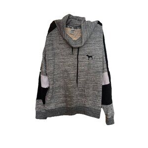 PINK VS Colorblock Pullover Sweater L Grey Cozy Fleece Loungewear Rare